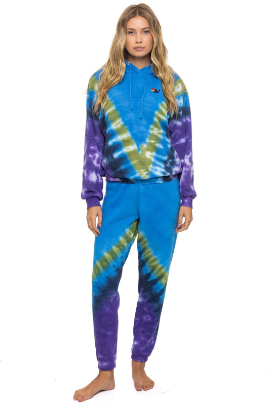 AVIATOR NATION HAND DYED V SWEATPANTS - TIE DYE OCEAN // PURPLE