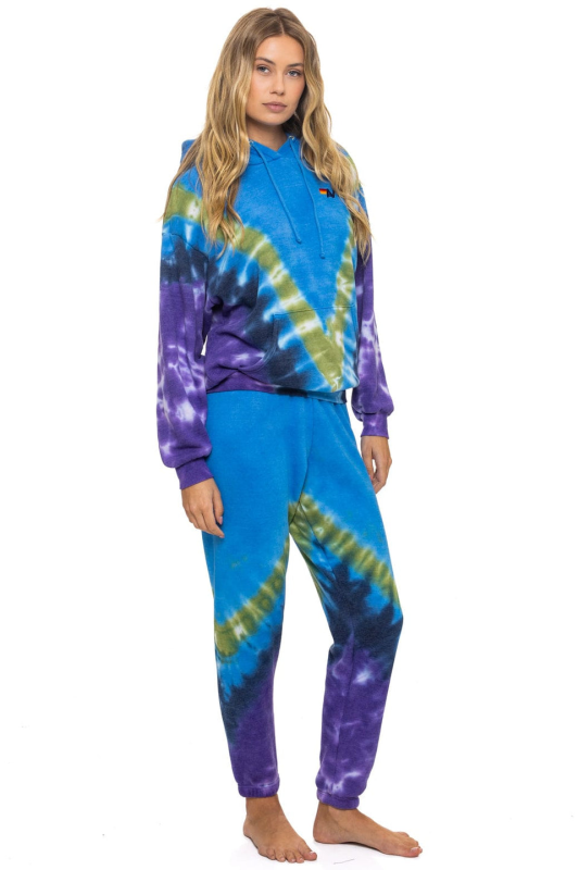 AVIATOR NATION HAND DYED V SWEATPANTS - TIE DYE OCEAN // PURPLE