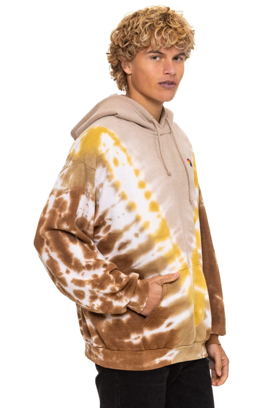 AVIATOR NATION HAND DYED V RELAXED PULLOVER HOODIE - TIE DYE SAND // CINNAMON