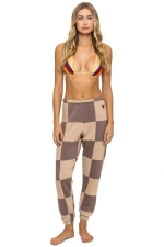 AVIATOR NATION CHECK QUILTED SWEATPANTS - SAND // TAUPE