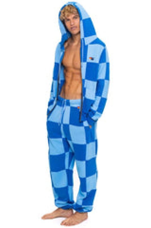 AVIATOR NATION CHECK QUILT ZIP HOODIE - SKY // ADVENTURE BLUE