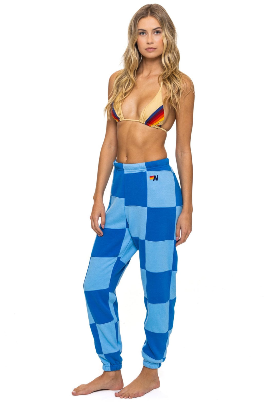 AVIATOR NATION CHECK QUILTED SWEATPANTS - SKY // ADVENTURE BLUE