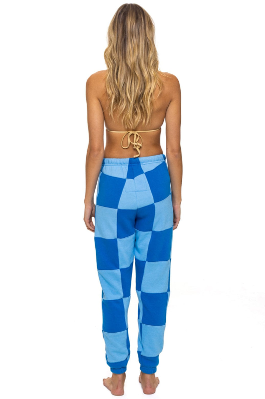 AVIATOR NATION CHECK QUILTED SWEATPANTS - SKY // ADVENTURE BLUE