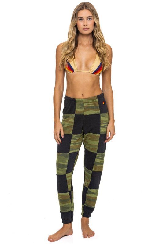 AVIATOR NATION CHECK QUILTED SWEATPANTS - SMOKE // CAMO