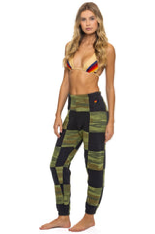 AVIATOR NATION CHECK QUILTED SWEATPANTS - SMOKE // CAMO