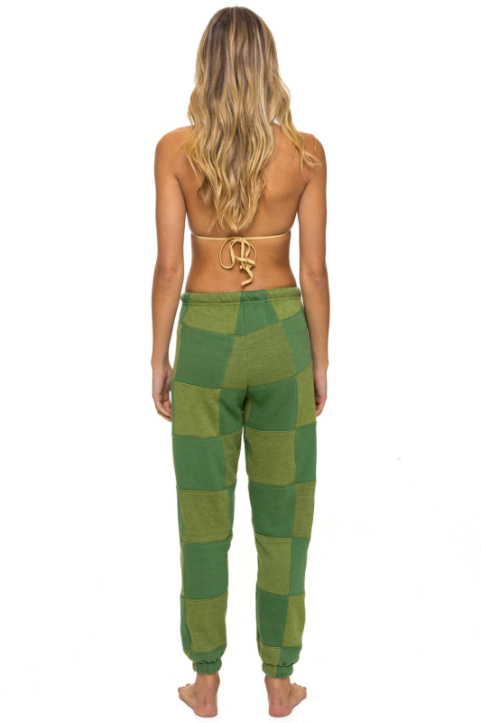 AVIATOR NATION CHECK QUILTED SWEATPANTS - JUNGLE GREEN // PALM