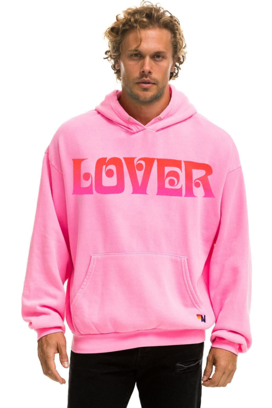 AVIATOR NATION LOVER RELAXED PULLOVER HOODIE - NEON PINK