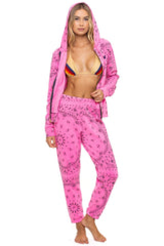 AVIATOR NATION BANDANA ZIP HOODIE - NEON PINK