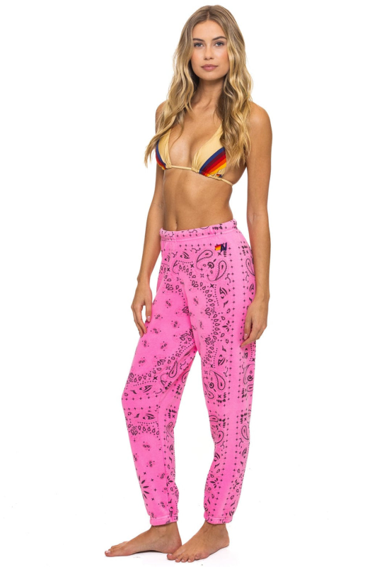 AVIATOR NATION BANDANA SWEATPANTS - NEON PINK