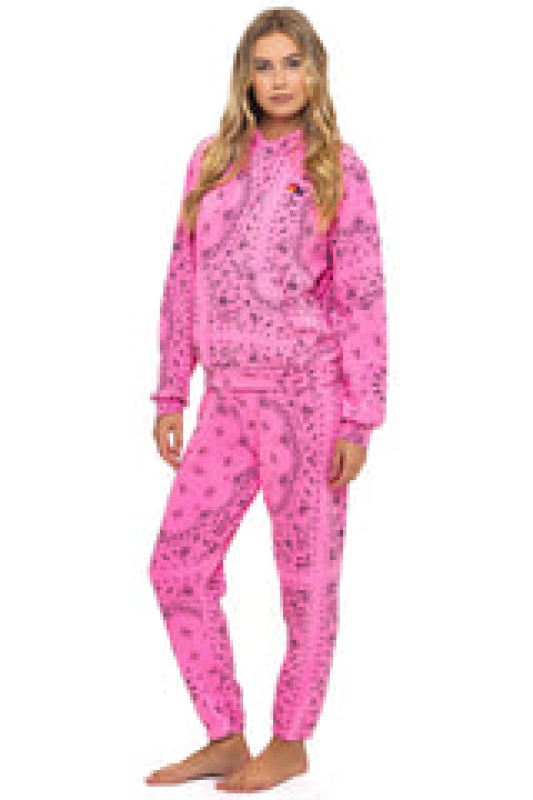 AVIATOR NATION BANDANA SWEATPANTS - NEON PINK