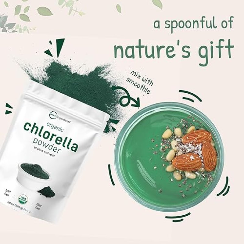 MICRO INGREDIENTS ORGANIC CHLORELLA POWDER 20OZ - RAW SUPERFOOD, HIGH PROTEIN, VITAMINS, NON-GMO, VEGAN