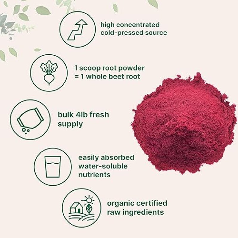 MICRO INGREDIENTS  ORGANIC BEET ROOT POWDER 4 LBS - COLD PRESSED, WATER SOLUBLE, NON-GMO VEGAN SUPERFOOD