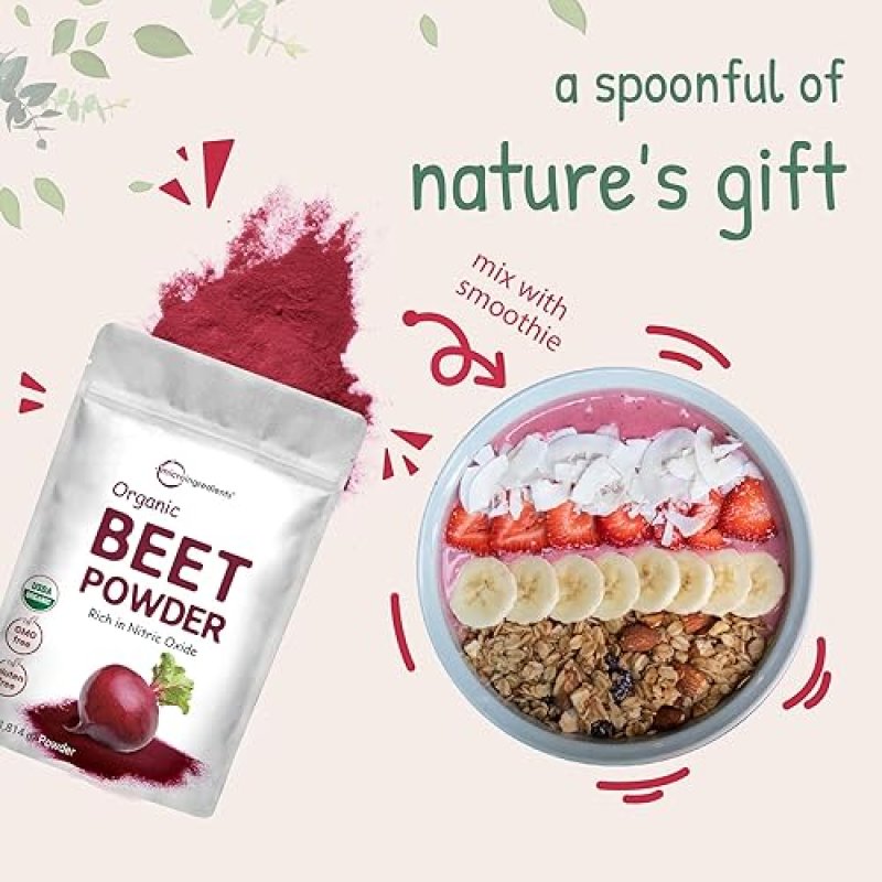 MICRO INGREDIENTS  ORGANIC BEET ROOT POWDER 4 LBS - COLD PRESSED, WATER SOLUBLE, NON-GMO VEGAN SUPERFOOD