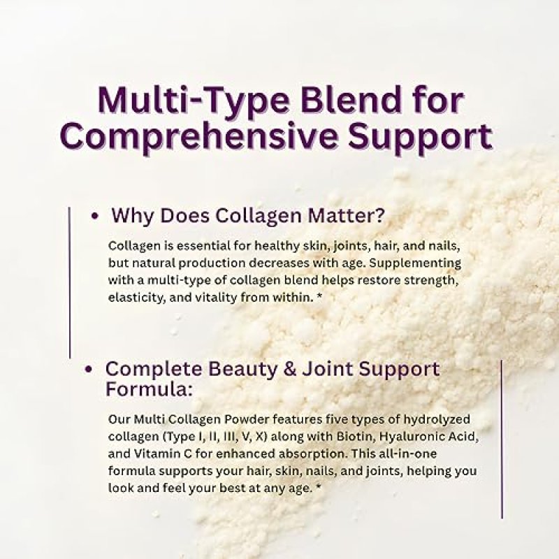 MICRO INGREDIENTS  MULTI COLLAGEN PEPTIDES POWDER 16OZ WITH HYALURONIC ACID, BIOTIN, VITAMIN C - KETO PALEO FRIENDLY