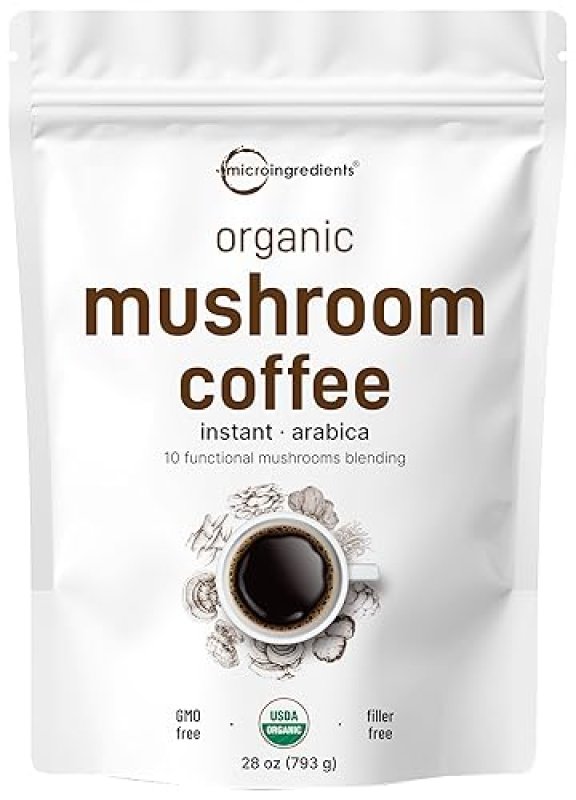 MICRO INGREDIENTS  ORGANIC INSTANT MUSHROOM COFFEE POWDER 10-IN-1 WITH LION S MANE, CHAGA, REISHI 28OZ