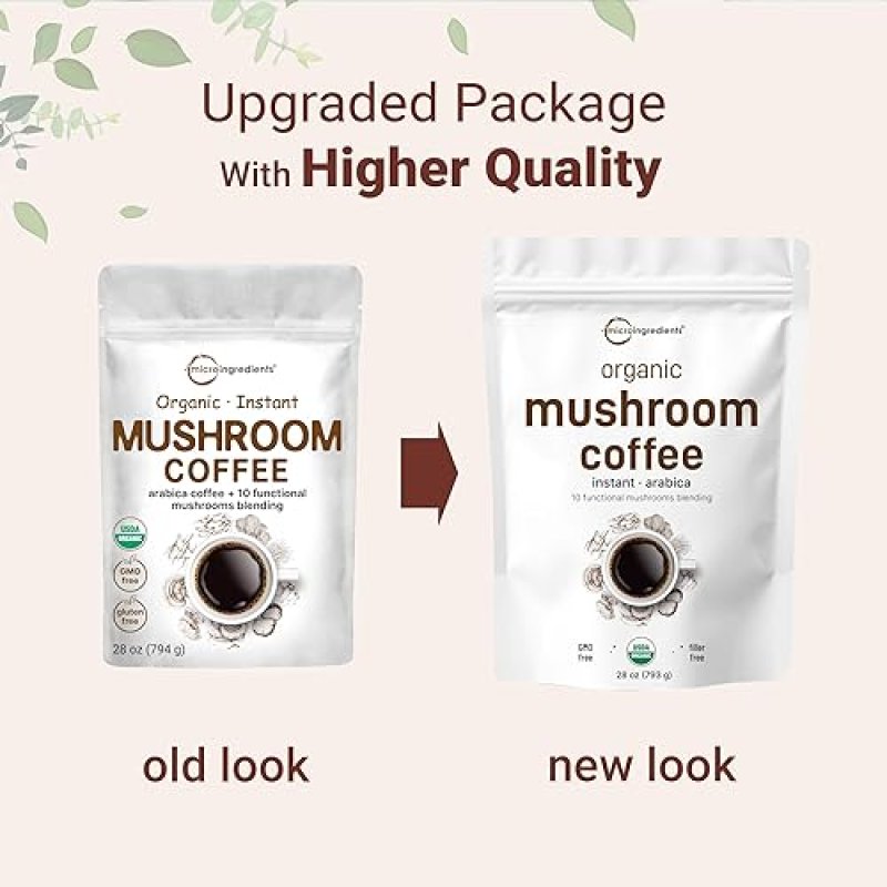 MICRO INGREDIENTS  ORGANIC INSTANT MUSHROOM COFFEE POWDER 10-IN-1 WITH LION S MANE, CHAGA, REISHI 28OZ