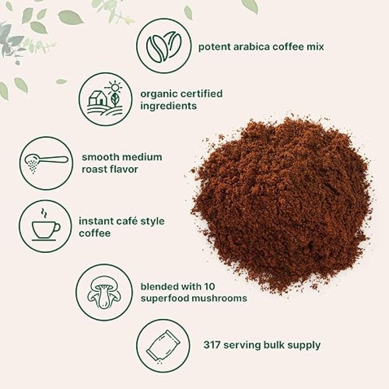 MICRO INGREDIENTS  ORGANIC INSTANT MUSHROOM COFFEE POWDER 10-IN-1 WITH LION S MANE, CHAGA, REISHI 28OZ