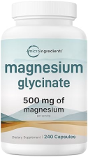 MICRO INGREDIENTS MAGNESIUM GLYCINATE 500MG - 240 CAPSULES HIGH ABSORPTION, NON-GMO, MUSCLE BONE SUPPORT