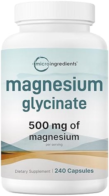 MICRO INGREDIENTS MAGNESIUM GLYCINATE 500MG - 240 CAPSULES HIGH ABSORPTION, NON-GMO, MUSCLE BONE SUPPORT