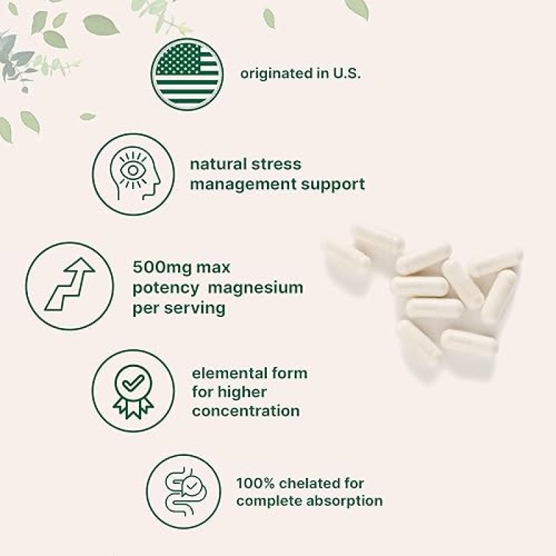 MICRO INGREDIENTS MAGNESIUM GLYCINATE 500MG - 240 CAPSULES HIGH ABSORPTION, NON-GMO, MUSCLE BONE SUPPORT