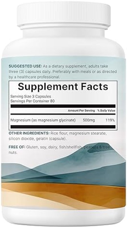 MICRO INGREDIENTS MAGNESIUM GLYCINATE 500MG - 240 CAPSULES HIGH ABSORPTION, NON-GMO, MUSCLE BONE SUPPORT