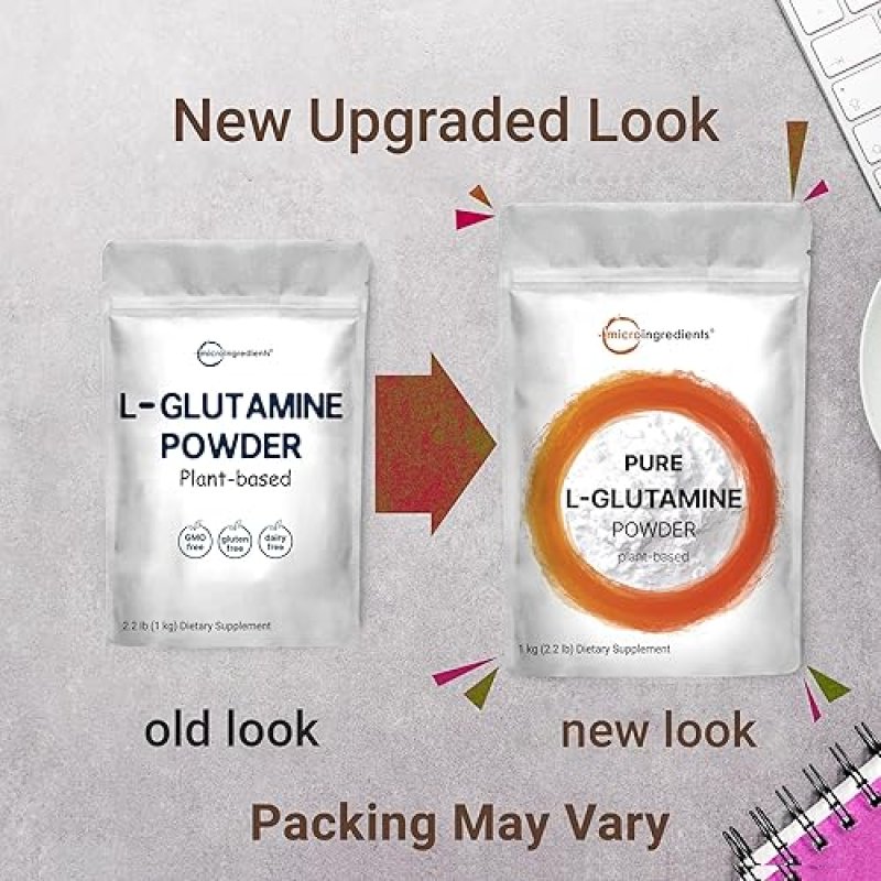MICRO INGREDIENTS PURE L-GLUTAMINE POWDER 2.2LBS 1KG NON-GMO, VEGAN, UNFLAVORED AMINO ACID SUPPLEMENT