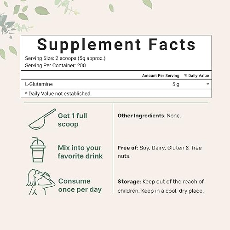 MICRO INGREDIENTS PURE L-GLUTAMINE POWDER 2.2LBS 1KG NON-GMO, VEGAN, UNFLAVORED AMINO ACID SUPPLEMENT