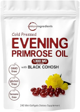 MICRO INGREDIENTS EVENING PRIMROSE OIL 1300MG WITH BLACK COHOSH 40MG, 240 SOFTGELS, NON-GMO, GLUTEN-FREE