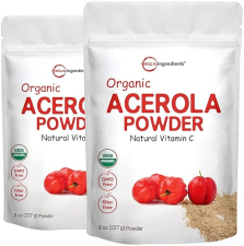 MICRO INGREDIENTS 2-PACK USDA ORGANIC ACEROLA CHERRY POWDER 8OZ NATURAL VITAMIN C, NON-GMO, GLUTEN-FREE