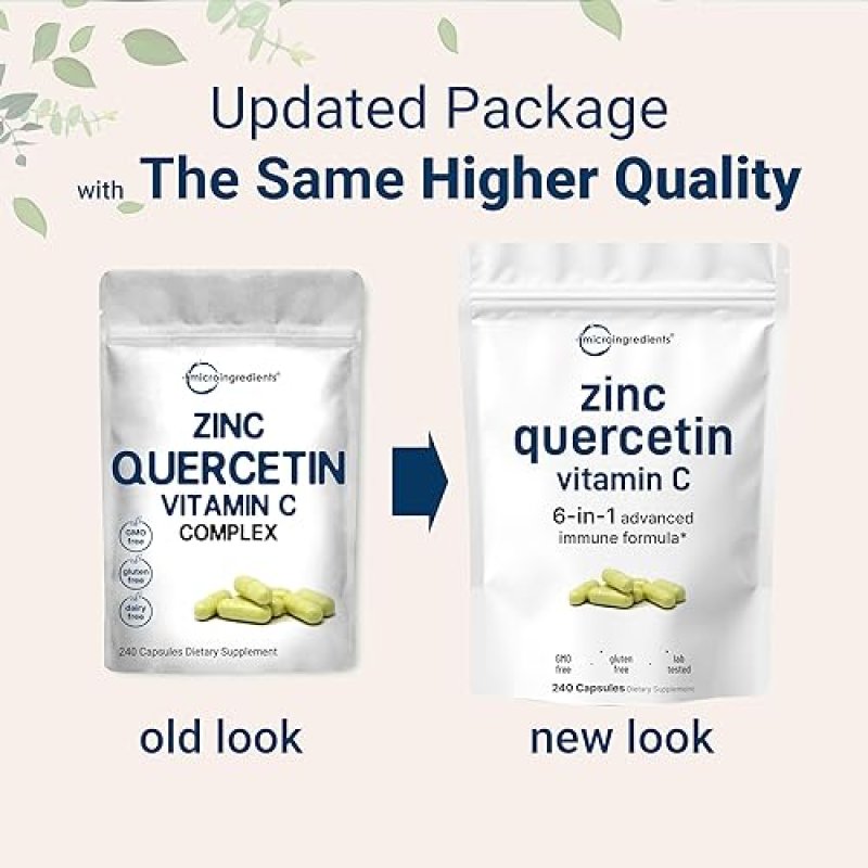 MICRO INGREDIENTS QUERCETIN 500MG WITH VITAMIN C 500MG ZINC 50MG IMMUNE SUPPORT 240 CAPS