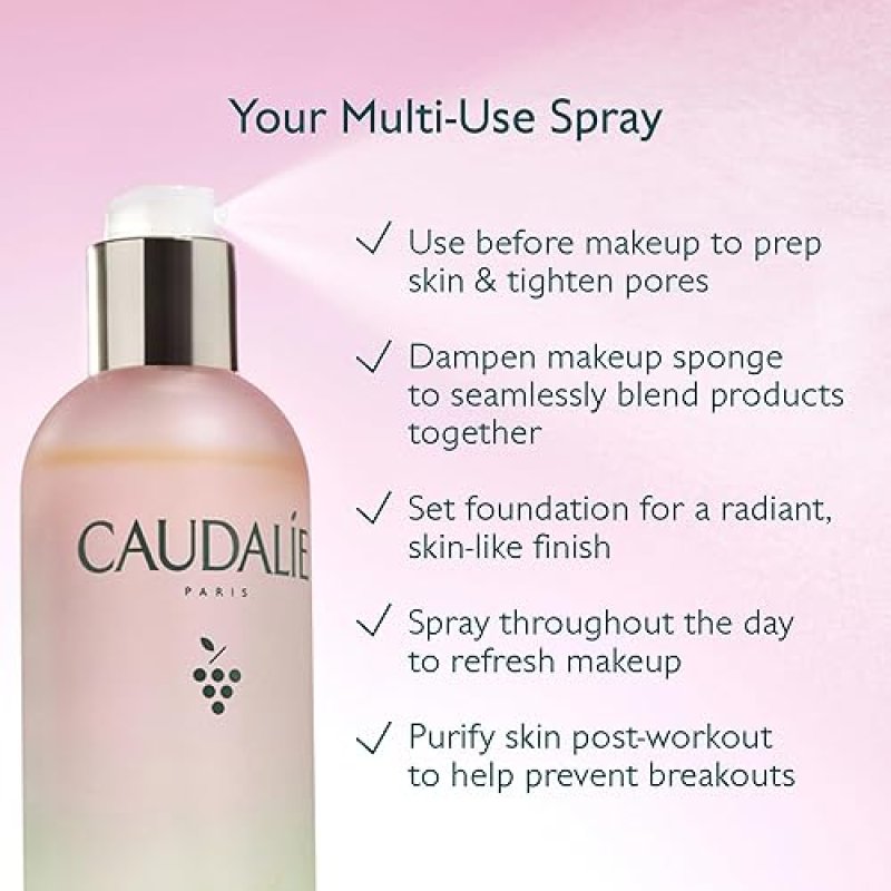 CAUDALIE BEAUTY ELIXIR FACE MIST TONER PORE TIGHTENING, DULLNESS REDUCTION, MAKEUP SETTING 100ML 30M