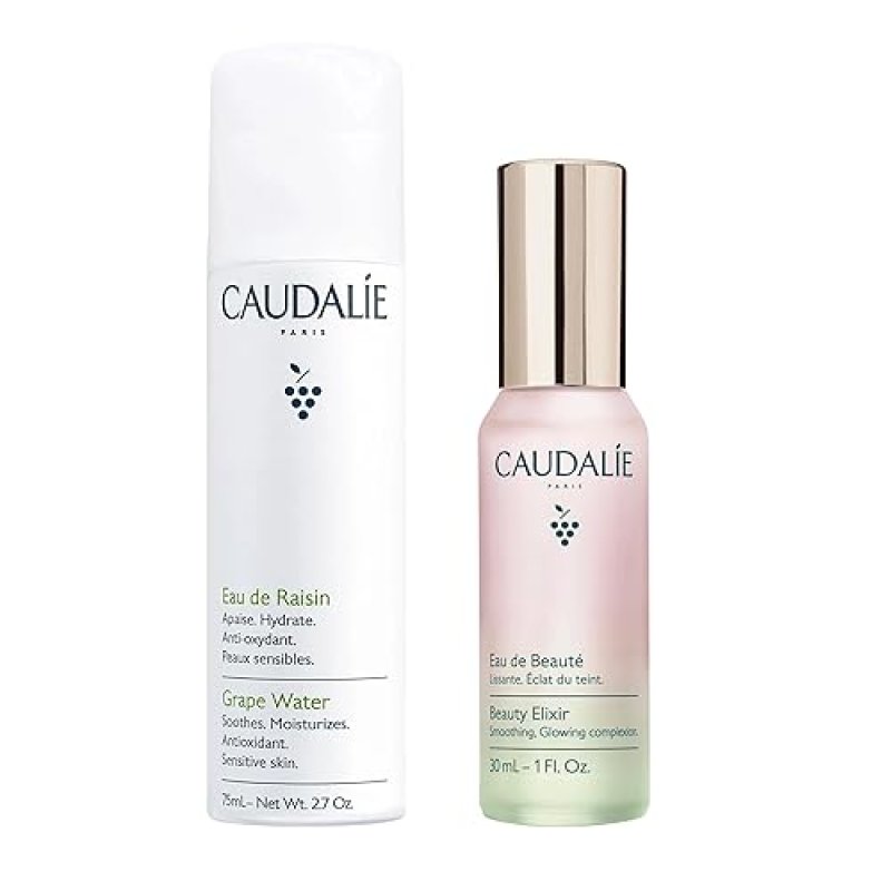 CAUDALIE BEAUTY ELIXIR GRAPE WATER FACE MIST TRAVEL DUO HYDRATING FACIAL SPRAYS