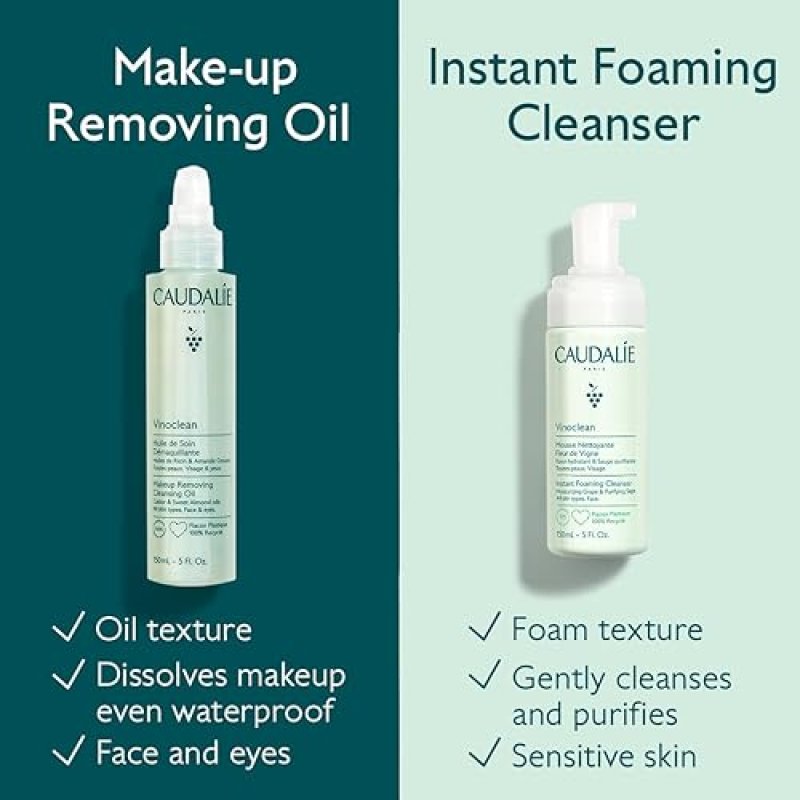 CAUDALIE VINOCLEAN CLEANSING OIL - WATERPROOF MAKEUP REMOVER FOR GENTLE MAKEUP REMOVAL