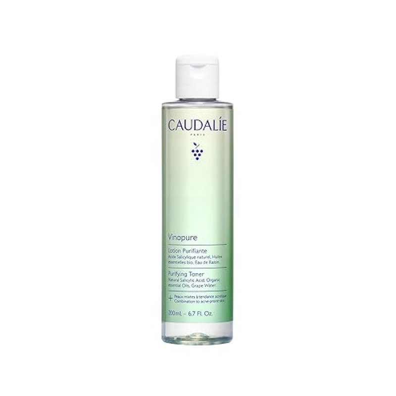 CAUDALIE VINOPURE SALICYLIC ACID TONER WITH ORGANIC ROSE WATER PORE MINIMIZING EXFOLIANT 200ML