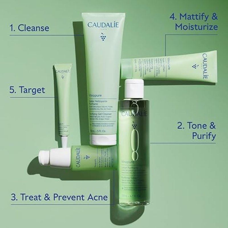 CAUDALIE VINOPURE SALICYLIC ACID TONER WITH ORGANIC ROSE WATER PORE MINIMIZING EXFOLIANT 200ML