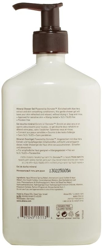 AHAVA DEAD SEA MINERAL SHOWER GEL HYDRATING BODY WASH WITH NATURAL DEAD SEA WATER