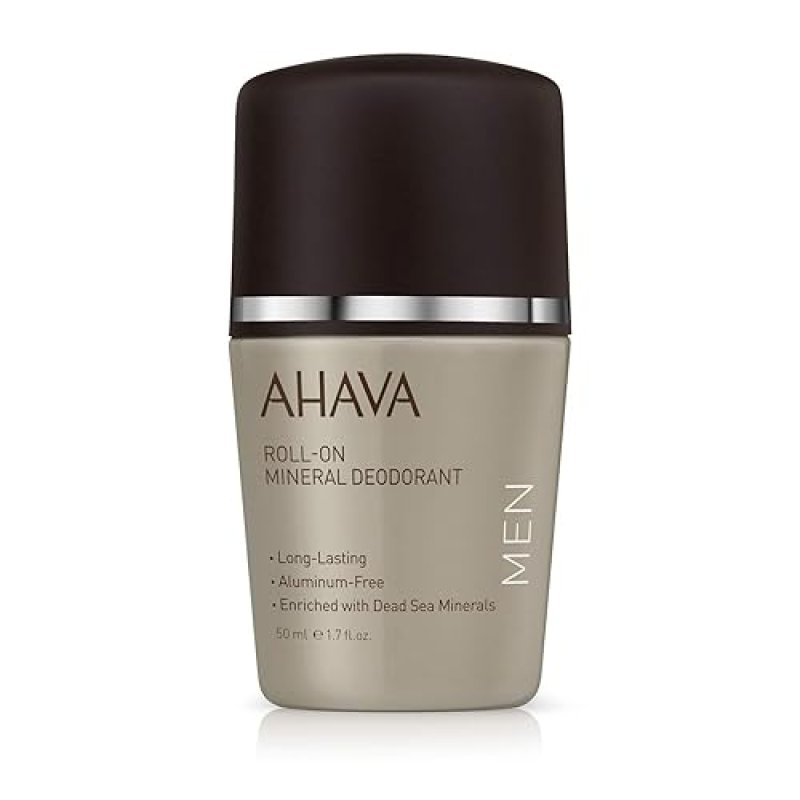 AHAVA MENS MAGNESIUM ROLL-ON DEODORANT FOR SENSITIVE SKIN SWEAT ODOR CONTROL, 1.7 OZ