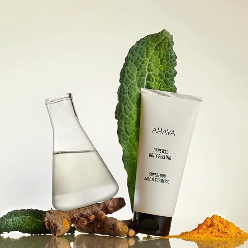 AHAVA KALE TURMERIC ANTI-AGING BODY SCRUB DETOX, RENEW SMOOTH SKIN, 6.8 FL.OZ
