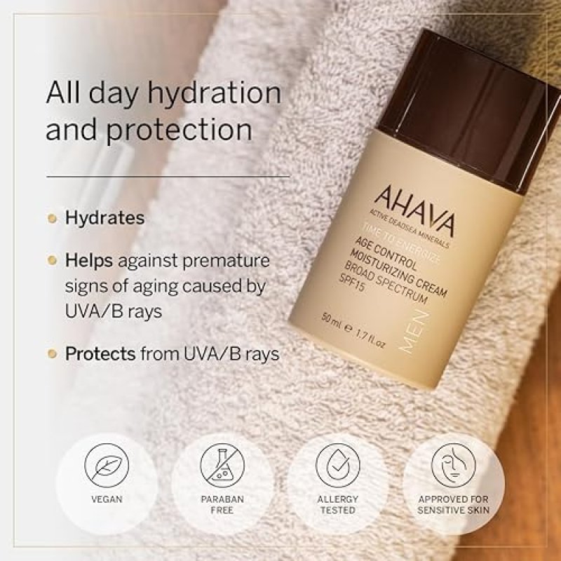 AHAVA MENS AGE CONTROL MOISTURIZER SPF15 FAST-ABSORBING HYDRATING CREAM WITH OSMOTER, 1.7OZ
