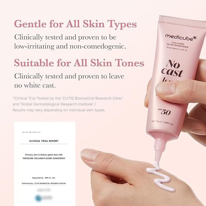MEDICUBE NO CAST JUST GLOW SPF 50 SUNSCREEN LIGHTWEIGHT HYDRATING FACE SUNSCREEN WITH PEPTIDES CICA