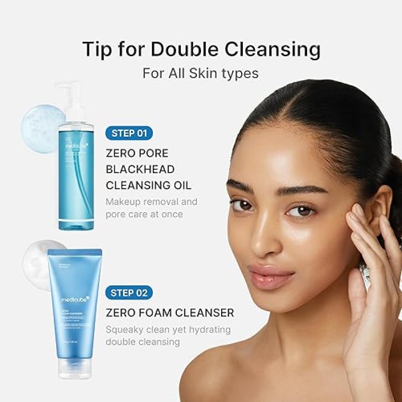 MEDICUBE ZERO PORE BLACKHEAD CLEANSING OIL - GENTLE MAKEUP REMOVER MOISTURIZING CLEANSER 205ML