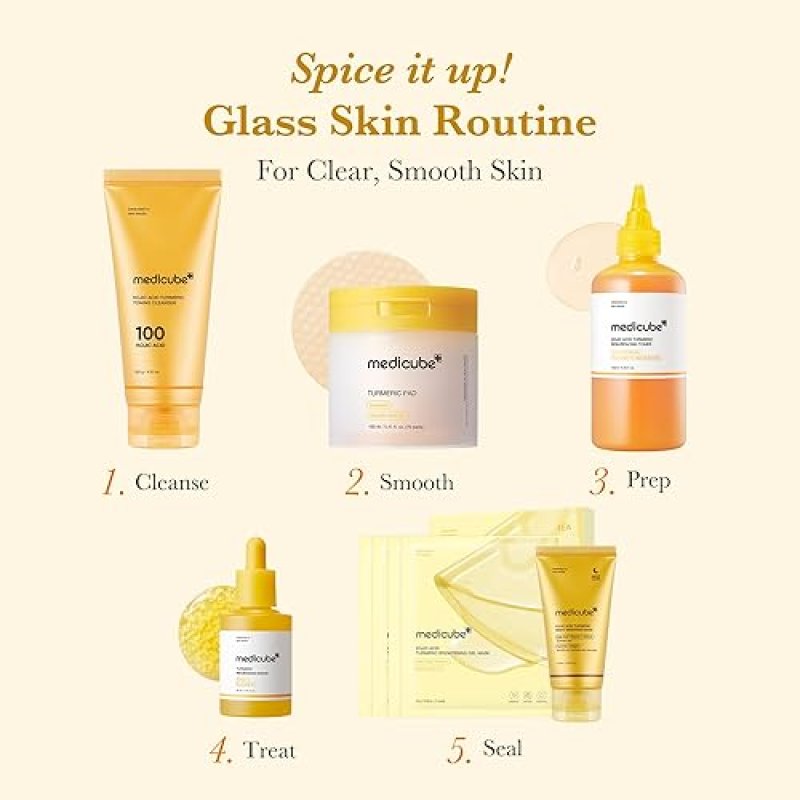 MEDICUBE KOJIC ACID TURMERIC TONER FOR FACE BODY NIACINAMIDE, GLYCOLIC ACID, 8.45 FL OZ