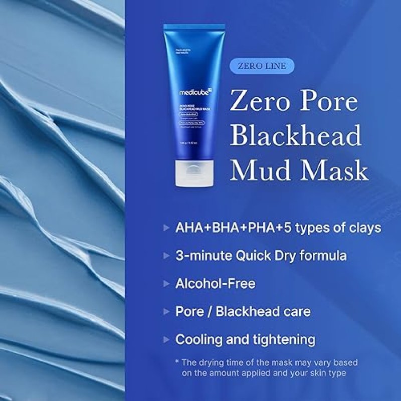 MEDICUBE ZERO PORE BLACKHEAD MUD MASK - QUICK DRY, COOLING, PORE TIGHTENING CLAY 3.52 OZ