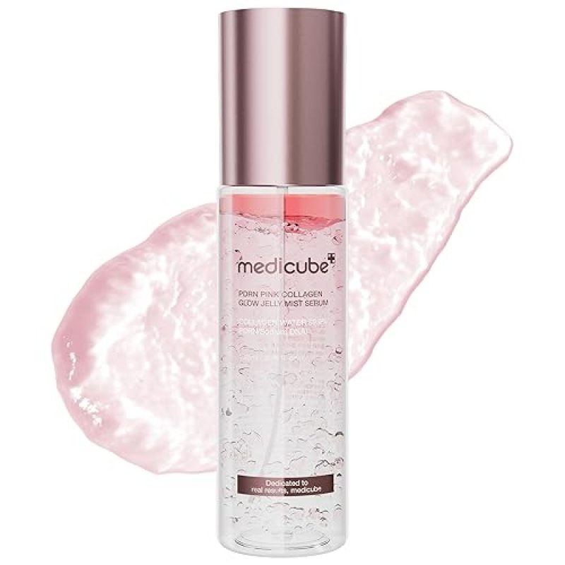 MEDICUBE JELLY MIST SERUM WITH PINK PDRN COLLAGEN HYDRATING GLOW SPRAY WITH NIACINAMIDE HYALURONIC A