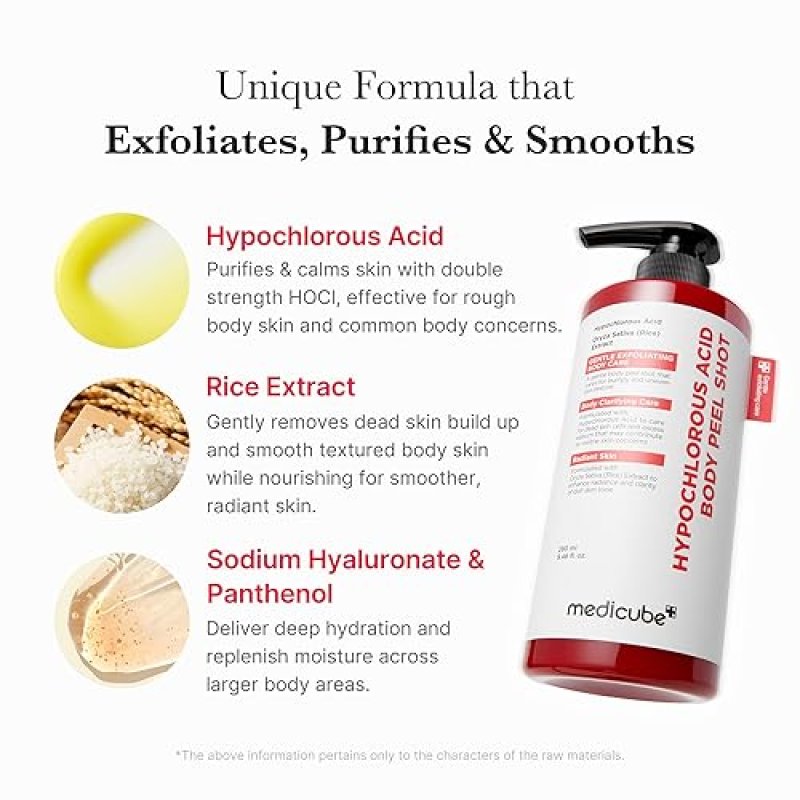 MEDICUBE BODY PEEL SHOT EXFOLIATING SERUM WITH HYPOCHLOROUS ACID FOR SMOOTH, HYDRATED SKIN