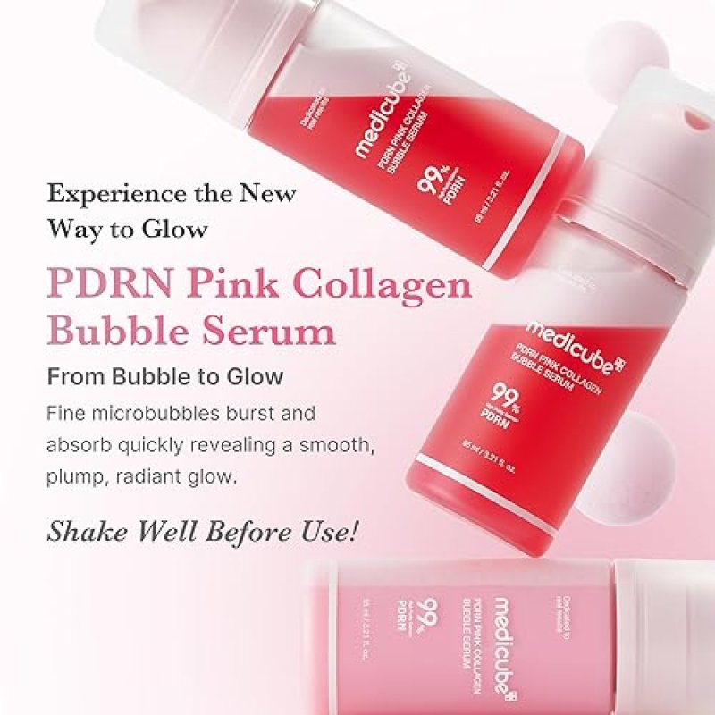 MEDICUBE PDRN PINK COLLAGEN BUBBLE SERUM FIRMING, FAST-ABSORBING GLOW FOR RADIANT SKIN