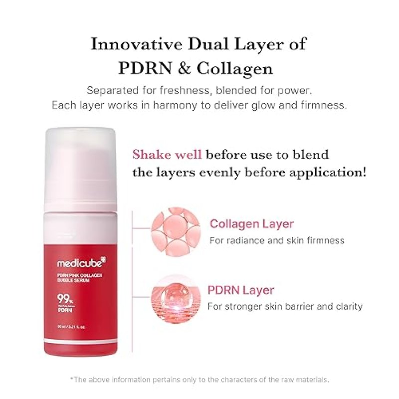 MEDICUBE PDRN PINK COLLAGEN BUBBLE SERUM FIRMING, FAST-ABSORBING GLOW FOR RADIANT SKIN