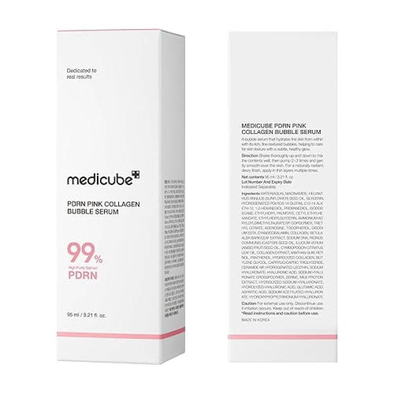 MEDICUBE PDRN PINK COLLAGEN BUBBLE SERUM FIRMING, FAST-ABSORBING GLOW FOR RADIANT SKIN