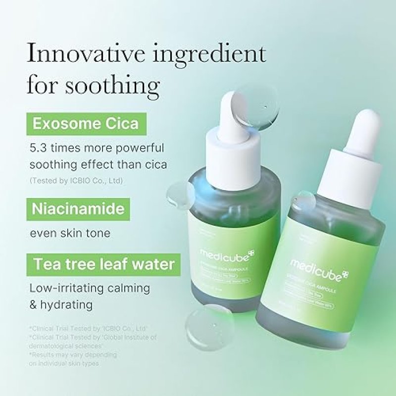 MEDICUBE EXOSOME CICA TEA TREE AMPOULE 30ML - SOOTHING, MOISTURIZING SERUM FOR SENSITIVE SKIN