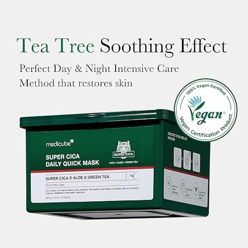 MEDICUBE SUPER CICA DAILY QUICK FACIAL MASKS 30 SHEETS SOOTHING, HYDRATING, VEGAN KOREAN SKINCARE